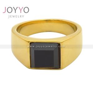 卸売 ステンレススチール ドゥルージー アゲート リング ブラックオニキス ストーン ゴールド/シルバープレーテッド メンズ - Product Image 2