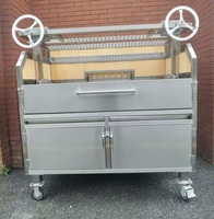 Barbecue à charbon de bois commercial de luxe 59 pouces à double roue, hauteur réglable, Asado / Santa Maria / Argentin GK1500DWP