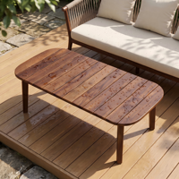 Outdoor-Terrassen-Sitzgruppe, 4-teilig (3+1+1), Seilgeflecht-Sitzmöbel mit Merbau-Massivholzrahmen, Olefin-Kissen und Kaffeetisch