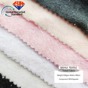 Patrón de diseño personalizado 100% tela de toalla de rizo de poliéster por metros técnica tejida absorbente de humedad de doble cara al por mayor - Product Image 1
