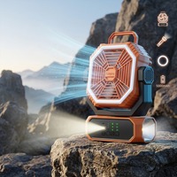 Ventilateur de refroidissement portable 5000 mAh pour l'extérieur, en ABS résistant aux chutes, avec lampe torche LED, multi-vitesses, pour le camping et les voyages