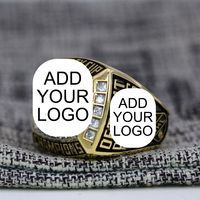 Bague de championnat MC Gold Gemstone avec logo personnalisé, cristal naturel, style unisexe décontracté et sportif