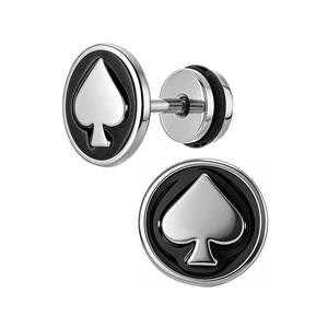 Orecchini a perno eleganti ed edgy a forma di <span class=keywords><strong>asso</strong></span> di picche, 16G 1.2mm, in acciaio inossidabile 316L, con smalto nero, unisex, gioielli per piercing Helix in stile gotico punk - Product Image 1