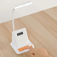 Lampe de bureau à led portable rechargeable réglable pour les soins des yeux, lampe de lecture avec réveil, vente en gros professionnelle mobile