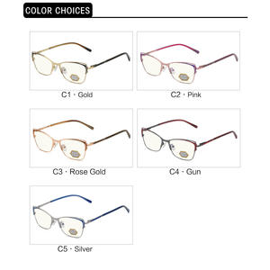 Gafas Grises con Protección Anti Luz Azul, Modelo Jack Cat Eye, Montura Completa para Mujer, 5112, Rostro Ovalado, Montura Metálica para Adultos - Product Image 1