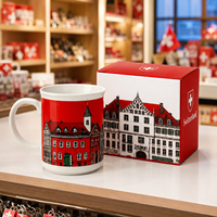 Mug en céramique souvenir de la Suisse avec motif de bâtiment touristique, idéal pour tasse à café en porcelaine, personnalisable OEM, vente en gros