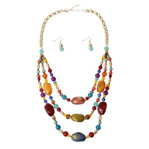 Joyería de moda resina tres líneas collar con cuentas mujeres América collar hecho a mano - Product Image 1