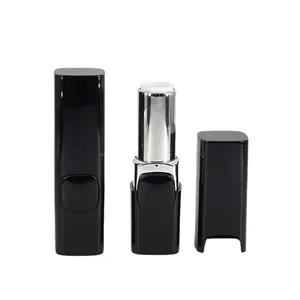 3g 4g Wholesale Glossy Black Lipstick Tubes Square Decorate On The Middle Ring Wholesale Cosmetic Packaging