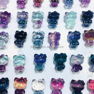 Vente en gros Cristal Naturel Mini Yoda Hulk Bucky Garfield Dark Vador King Kong Gorille Arc-en-ciel Fluorite Sculptures en cristal 2cm - Product Image 4