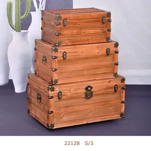 New Design Wood Storage Trunk Boxes Set for Home Decorative Storage