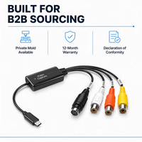 Adaptor Pengambilan Video Tipe C RCA S Video AV ke USB C Converter untuk VHS VCR DVD Digitizing Plug and Play