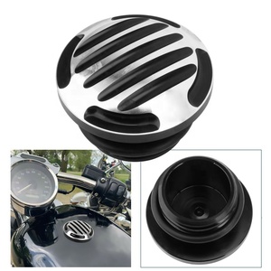 ฝาครอบถังน้ำมันอลูมิเนียมสีดำสำหรับ Harley Harley Sportster XL <span class=keywords><strong>Road</strong></span> <span class=keywords><strong>King</strong></span> Dyna FXD's <span class=keywords><strong>1996</strong></span>-up softail's 2000ขึ้น - Product Image 2