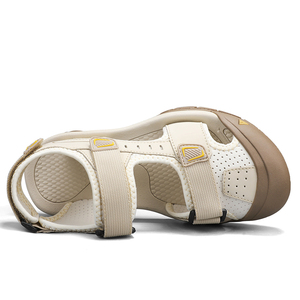 Nouvelles sandales pieds nus de haute qualité grande taille pour hommes en <span class=keywords><strong>cuir</strong></span> blanc véritable bout fermé Double chaussures de randonnée anti-dérapant 46 marque OEM - Product Image 3
