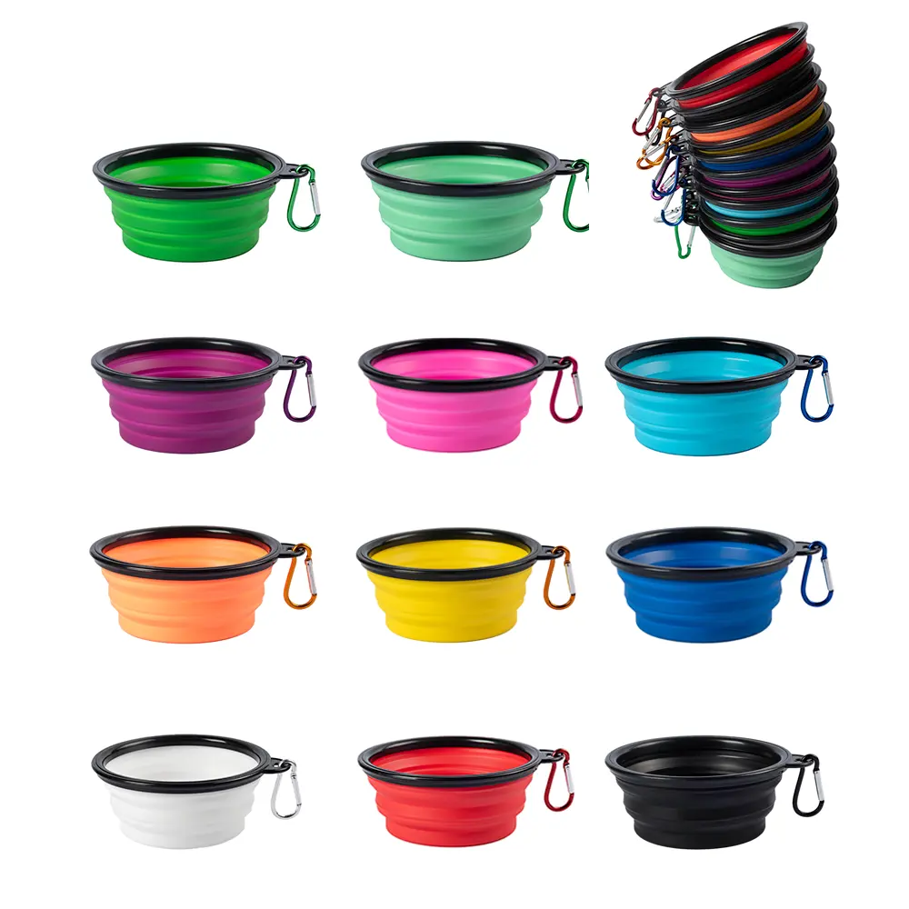 Personalizável Viagem Portátil Dog Bowl Dobrável Silicone Pet Dog Bowl Comida Água Dobrável TPE Pet Dog Bowls Folding Feeding