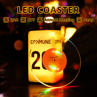 Sous-verre lumineux RGB réutilisable à changement de couleur, logo personnalisé, résistant à la chaleur, décoration lumineuse pour la maison, tapis LED, accessoire événementiel unique
