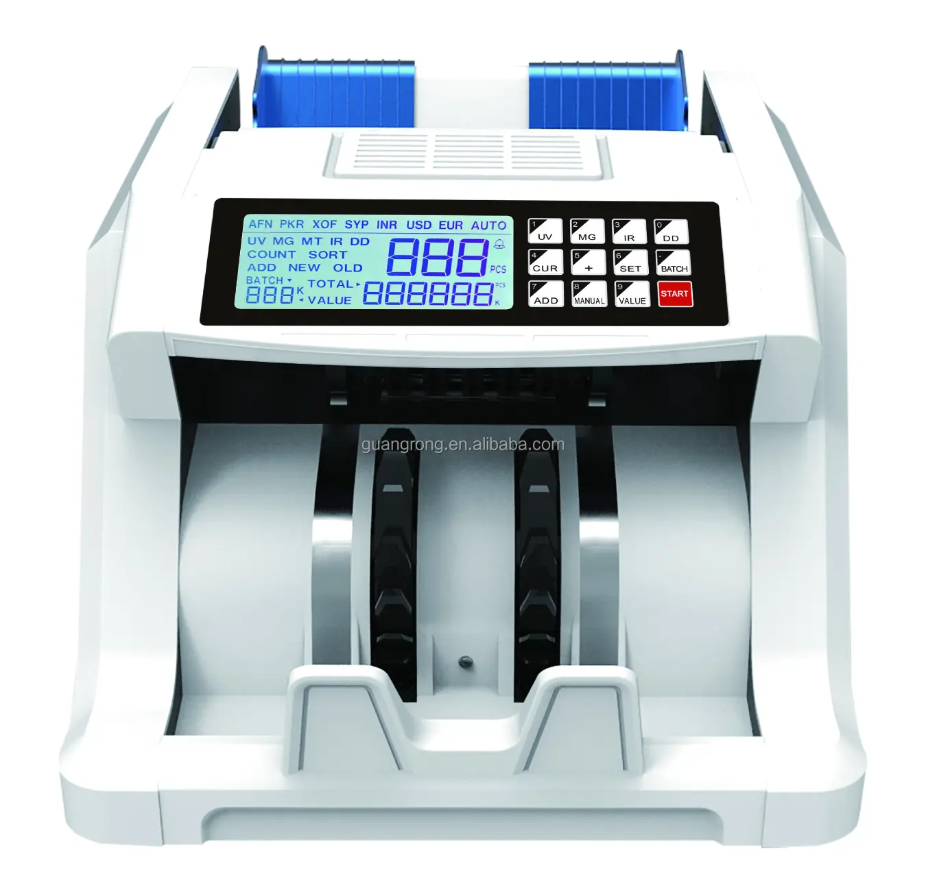 Directo de fábrica Multi moneda Bill Note Machine para recuento de bancos con gran pantalla LCD UV/MG