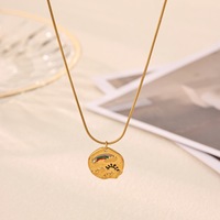Collier pour femme en acier inoxydable plaqué or 18 carats, design goutte d'huile coquillage, imitation perle, style bohème tendance