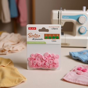 Bottoni a pressione Ilan 12mm in plastica rosa intenso, 20 pezzi per abbigliamento - Product Image 3