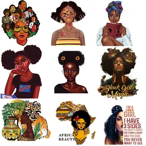 Custom Anime New Arrival DIY Black Girl Magic Iron On Patches Afro Girl Heat Transfer Printing Dtf Heat Transfer For T-shirt