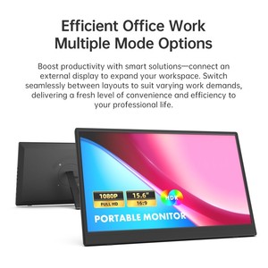 Moniteur portable 18,5 pouces IPS FHD 1080P 16:9 rétroéclairé par LED, temps de réponse de 5 ms, <span class=keywords><strong>double</strong></span> moniteur, 60 Hz, interface USB-C, haut-parleur intégré, pour le jeu - Product Image 2