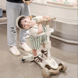 Patinete plegable 3 en 1 para niños con luces, altura ajustable, para niños de 3 a 6 años, vehículo de dos ruedas para montar y deslizarse. - Product Image 3