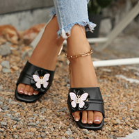 Sandales et pantoufles d'été légères à paillettes papillon, élégantes et de haute qualité pour femmes, vente en gros