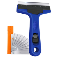 Outil grattoir à lame de rasoir de 4 pouces avec 10 lames pour le nettoyage, outil de décapage pour vitres, verre, carrelage, sols et autocollants