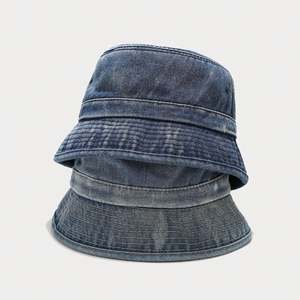 Vintage Washed Denim Bucket Hat Trendy Simple <b>Small</b>-Brimmed Foldable Fisherman Hat - Product Image 2