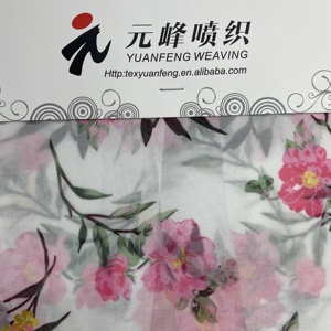 Fuji <span class=keywords><strong>tex</strong></span>-tela de gasa estampada con flores, tejido de poliéster 100% para vestido de mujer - Product Image 2