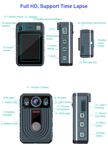 Cơ Thể Mặc Máy Ảnh Xách Tay Ngực Cam Với Âm Thanh Ghi Âm 2K CMOS Cảm Biến H.265 IP68 Không Thấm Nước 8MP - Product Image 6