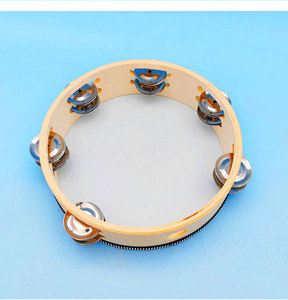 Wholesale Percussion <b>Instrument</b> Natural Wood Color and Red Tambourine 6 Inch Double Row Wood Hand Drum <b>Musical</b> Toys - Product Image 6