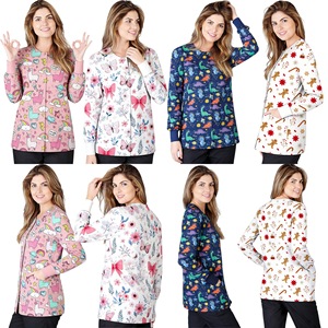 Printed Stretch Long Sleeve Cardigan Unisex Hospital Uniform Moisture Wicking Knitted Jacket S XXL - Product Image 1
