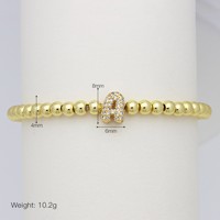 Bracelet à perles bulles lettres couleur or avec zircon pour femme, bijou tendance, vente en gros