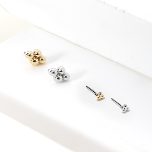 Brincos de Cartilagem Helix em Ouro Sólido 14K Sem Rosca, Estilo Trendy, com Bola de Ouro, Piercing Labret com Base Plana - Product Image 3