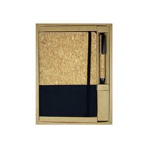 Feuilles doublées de grain de bois à couverture rigide A5 Journal Notebook Coffrets cadeaux Stylo en liège et boîte-cadeau - Product Image 1