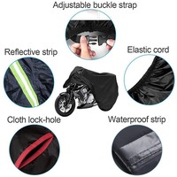Housse de protection imperméable 210D pour moto et scooter toutes saisons, protection extérieure noire avec trou pour cadenas