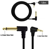 Kabel Audio Adaptor 6ft 6.35mm 1/4" Mono Male Sudut Kanan ke 3.5mm 1/8" TS Mono Male 90 Derajat Sudut Kanan