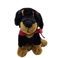 Peluche chien Rottweiler noir super douce en gros avec broderie, tailles personnalisées, rembourrage en coton PP