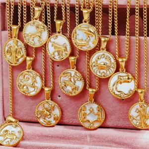 Coin Zodiac Necklace <b>Cross</b> Border Multi Reliable Personalized Design Support Anti-oxidation Coating Two-tone Finish - Product Image 2