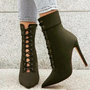 Bottines tendance à bout pointu et découpes, avec fermeture éclair latérale, pour femme, style streetwear, talon fin, grandes tailles jusqu'au 47 - Product Image 2