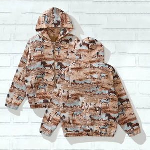 Sudadera con capucha y cremallera para hombre con estampado integral estilo <span class=keywords><strong>Wild</strong></span> <span class=keywords><strong>West</strong></span>, personalizable por el fabricante, venta al por mayor - Product Image 2