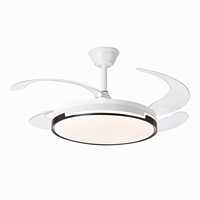 Ventilateur de plafond invisible avec lampe, pales de 48 pouces, moteur DC, LED, design minimaliste moderne, télécommande, faible bruit, 6 vitesses, pour salon