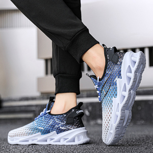 Chaussures de sport basses élégantes à lacets pour hommes, respirantes avec doublure en coton, antidérapantes pour la marche décontractée et la course en extérieur - Product Image 5