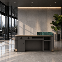 Comptoir de réception moderne de luxe en bois écologique, ensemble complet, personnalisable, avec caisse enregistreuse OEM pour hôtels et salons