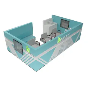 Shopping mall barber station for threading eyelash brow bar kiosk & eyebrow kiosk with attractive design for sale