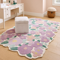Tapis personnalisé fait à la main crème fleur motif géométrique couverture de chevet moderne et colorée pour la chambre ou le salon des filles