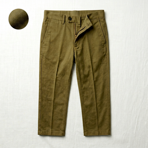 Pantalones Chinos Casuales de Verano para Hombre, Corte Recto, Cintura Media, Color Caqui, Cómodos, de Sarga de Algodón de Alta Densidad - Product Image 1