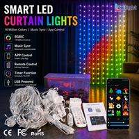 Rideau lumineux intelligent DC5V IP54 WS2811 RGBIC 400 LED avec synchronisation musicale via application, télécommande, minuterie, alimentation USB pour chambre, fenêtre, décoration de fête