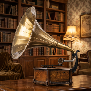 Gramophone carré en laiton vintage fabriqué en Inde, fabricant et exportateur - Product Image 2