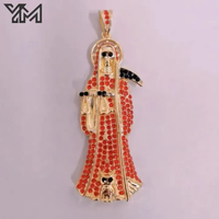 Pendentifs religieux YM Amulet Charm plaqués or 18 carats avec micro-pavé de zircone cubique arc-en-ciel, représentant les Saints Jude, Thaddeus, San Judas et Saint Halo